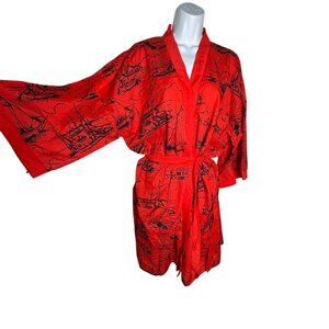 Vintage 60's Hand Printed Original Bahamas Souvenir kimono robe size XL
